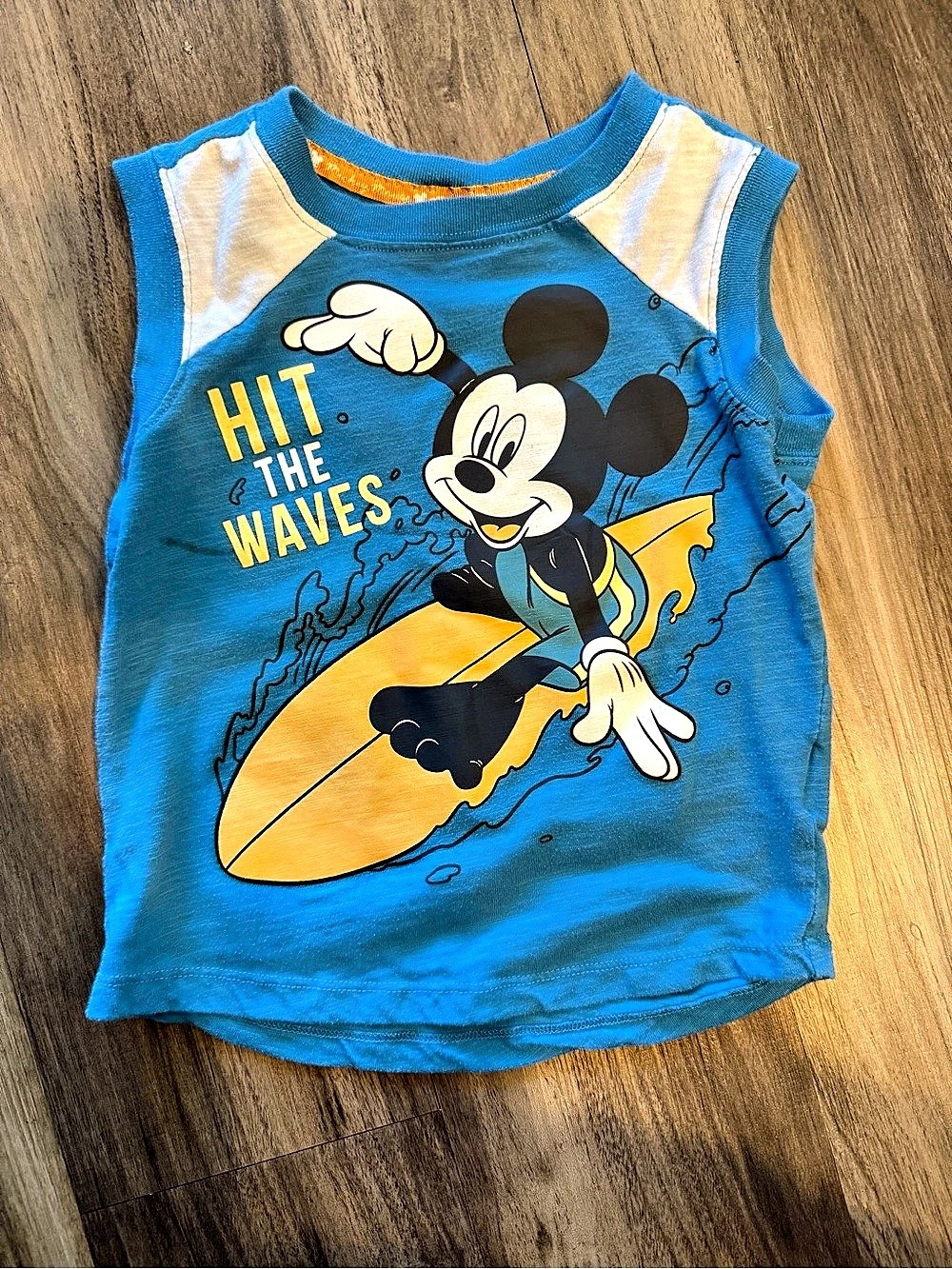 Disney Mickey Mouse Hit The Waves Tank Top Blue & Yellow